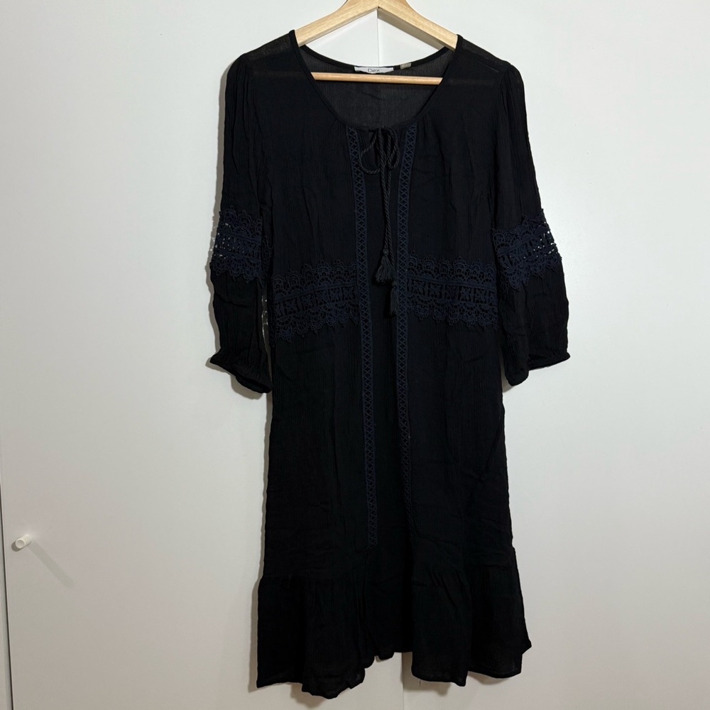Dex Black Bishop Sleeve Dress